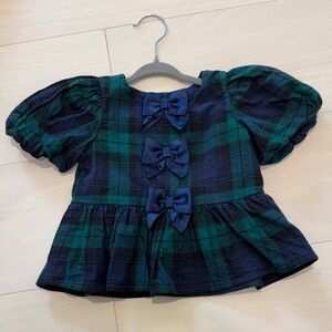 Janie and Jack baby girl Puff Sleeve Top with Bow Accents 2T